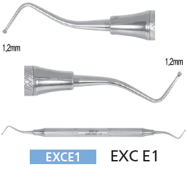 Osung E1 dental excavator, double ended spade with tip width 1.2mm/1.2mm