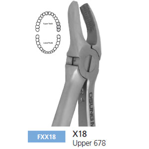 Osung X18 Extraction Forcep Upper 678 for adults. Smaller pattern than Hu-Friedy