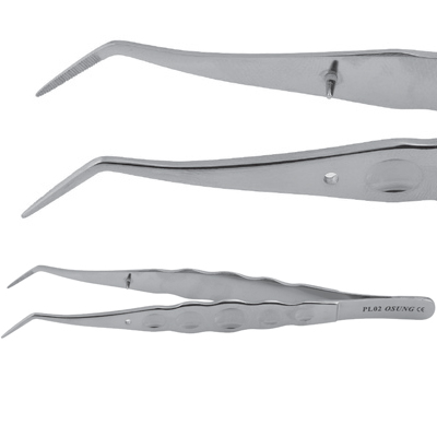 Osung Wide Plier, 150 mm length, used to grasp or transfer materials. Stainless steel construction