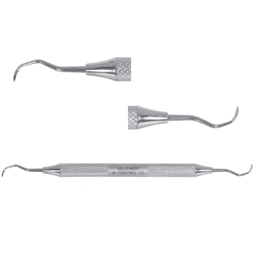 Osung MS 11-12 Mini Sickle Scaler with a lightweight hollow stainless steel handle. These Scalers