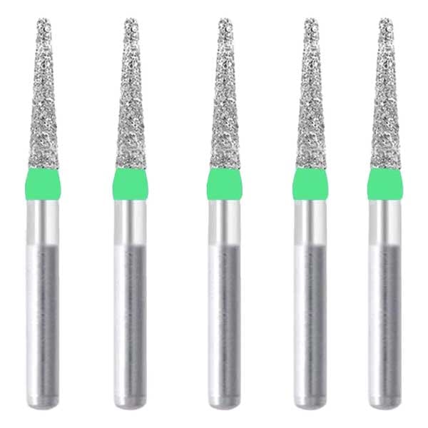 Osung FG TF-13 Taper Flat End shape multi-use diamond burs, Coarse grit, pack of 5 burs. Superior