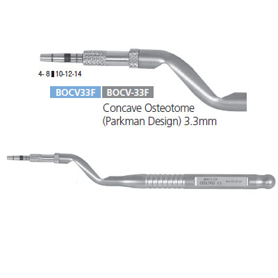 Osung Concave Osteotome (Parkman Design), diameter 3.3mm. It is used to lift socket in cases