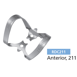 Osung #211 anterior wingless stainless steel rubber dam clamp, single clamp