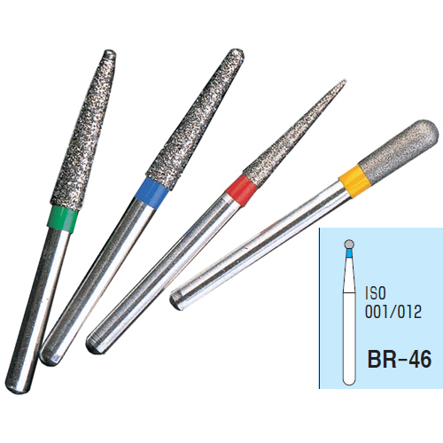 Osung FG BR-46 Round Ball multi-use diamond, Standard grit, pack of 5 burs. Superior cutting
