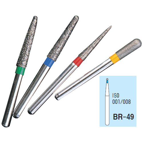 Osung FG BR-49 Round Ball multi-use diamond, Standard grit, pack of 5 burs. Superior cutting