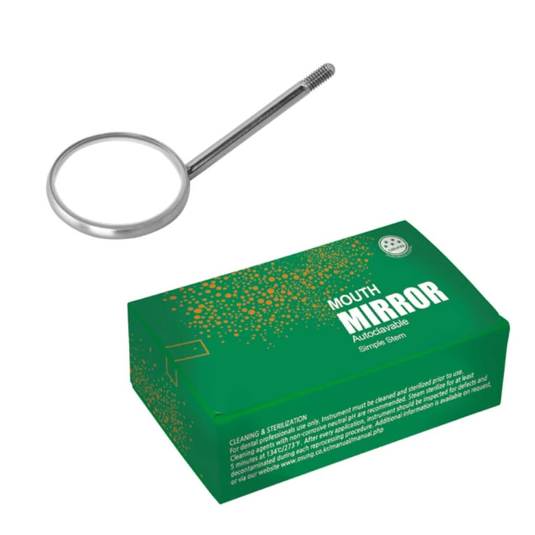 Osung Dental Mirror #3, Simple Stem, Plane surface mirror. Box of 12 mirror heads only