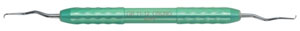 Osung GR 11-12 Mini Gracey Dental Curette with a silicone grip handle, LM type. The Mini Curette