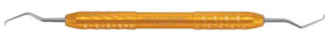 Osung GR 3-4 Mini Gracey Curette with a silicone grip handle, LM type. The Mini Curette