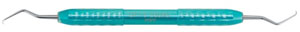 Osung GR 7-8 Mini Gracey Curette with a silicone grip handle, LM type. The Mini Curette