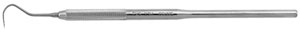 Osung #23H Single End Dental Explorer with a Stainless Steel Handle. The explorer provides