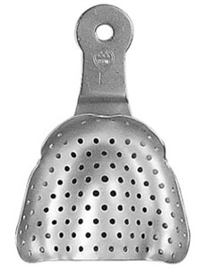 Osung Edentulous Impression Tray, Stainless Steel, Perforated, XL UPPER. The tray is made of 100%