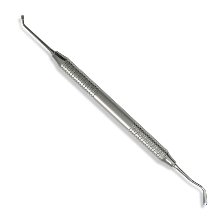 Osung #2 Woodson Plastic Filling Instrument with a Stainless Steel handle. Tip widths