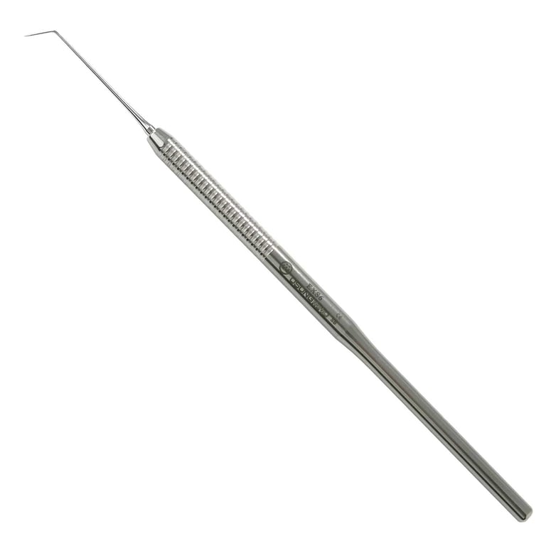 Osung #6 Single End Dental Explorer with a Stainless Steel Handle. The explorer provides