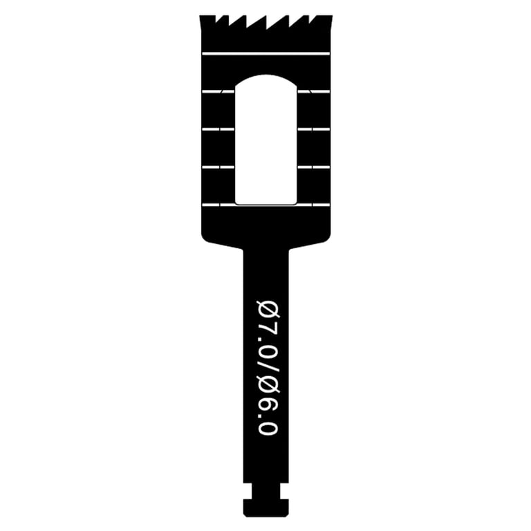 Osung Trephine Bur, B7. For harvesting bone in autogenous bone graft placement. Laser marked score