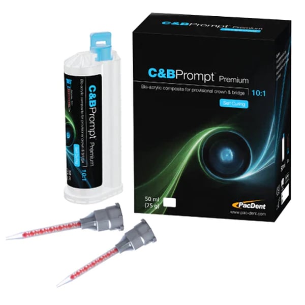 C&B Prompt Temporary Crown & Bridge Material, Shade A3, 50 mL 10:1 Cartridge with 10 Mixing Tips