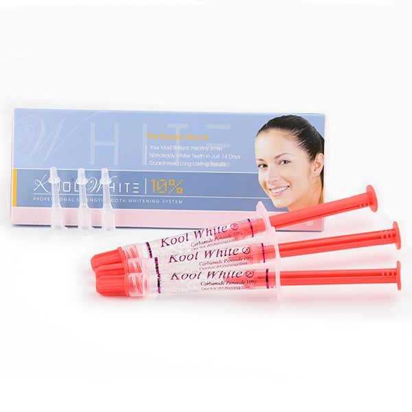 Kool White 10% Carbamide Peroxide Tooth Whitening Gel, 1.2 ml Syringe Bulk Refill Kit, 30/Pk