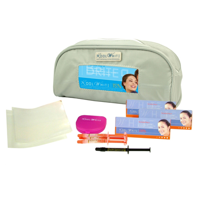 Kool White 15% Carbamide Peroxide Tooth Whitening Kit. Includes: 9 x 1.2 mL Whitening Gel