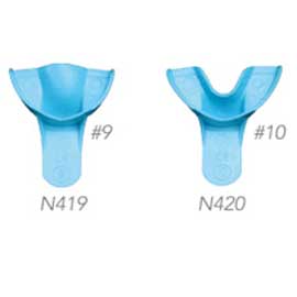 Opti-Tray Disposable Upper Anterior Non-Perforated #9 impression tray, light blue, package of 12