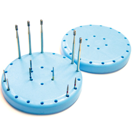Pac-Dent 24 Hole Round Sky Blue, Resin Magnetic Bur Block. Provides Storage for all Types