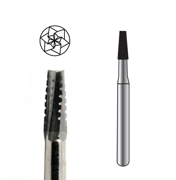 Pac-Dent FGOS #702 Taper Fissure Crosscut Oral Surgical Carbide Bur, Clinic Pack of 100 Burs