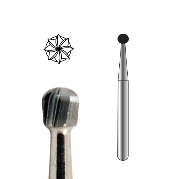 Pac-Dent FGOS #8 Round Oral Surgical Carbide Bur, Package of 10 Burs. Shank diameter: 1.6mm