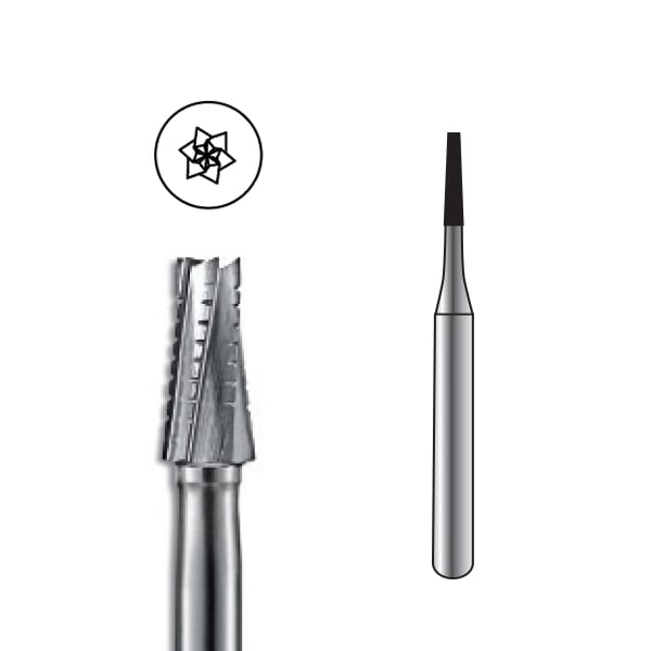 Pac-Dent FG #699 SS (short shank) Taper Fissure Crosscut Carbide Bur, Clinic Pack of 100 Burs