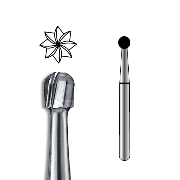 Pac-Dent RA #8 Round Carbide Bur, Package of 10 Burs