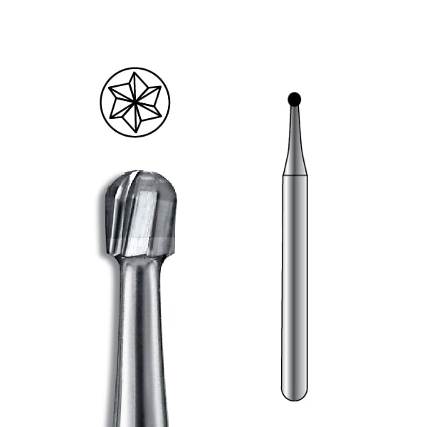 Pac-Dent FG #2 Round Carbide Bur, clinic pack of 100 burs
