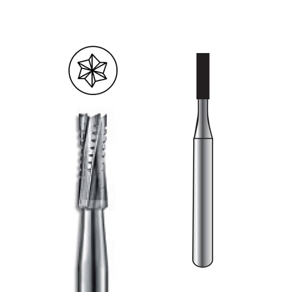 Pac-Dent FG #557 SS (short shank) Straight Fissure Crosscut Carbide Bur, Clinic Pack of 100 Burs