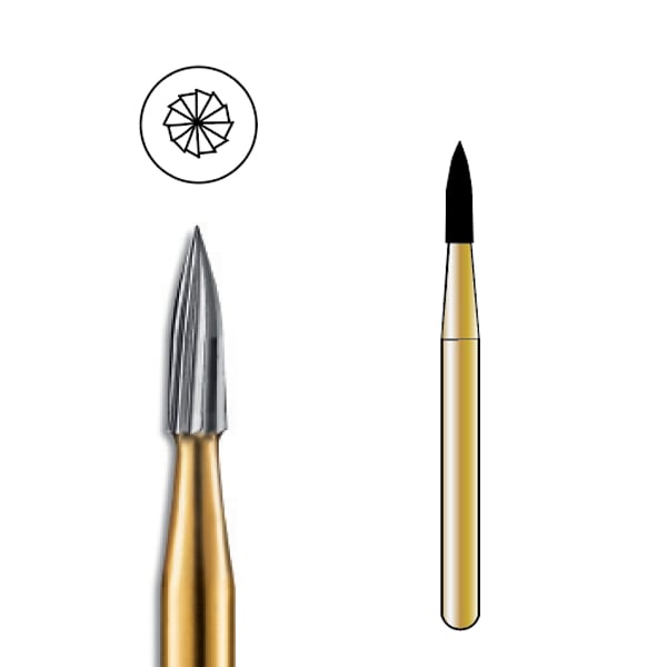 Pac-Dent FG #7902 12 Blade Needle Trimming and Finishing Carbide Bur, Clinic Pack of 100 Burs