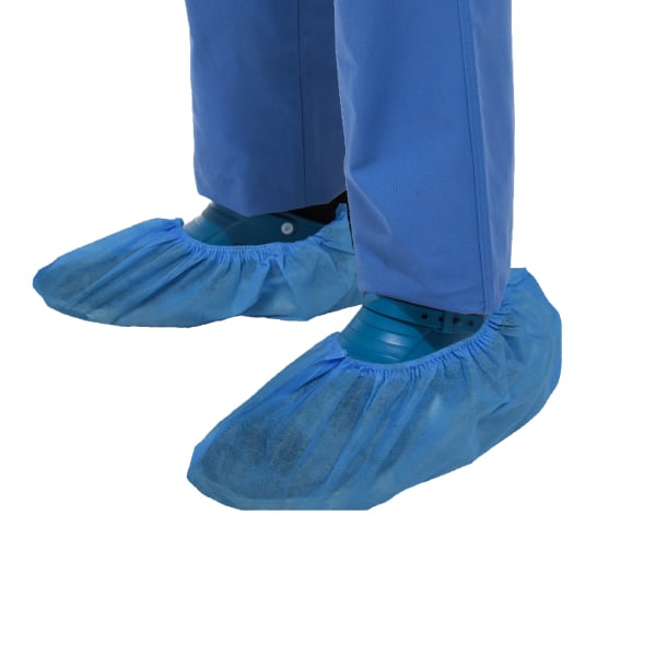 Pac-Dent Shoe Covers Blue, 100/Box. Made from Fluid-Resistant, Non-Woven Fabric to protect against