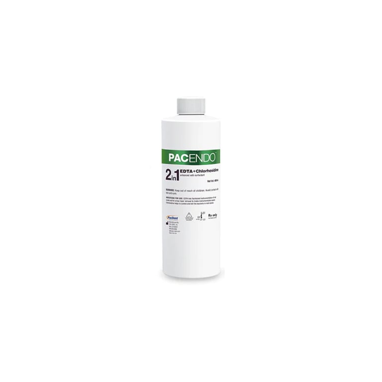 PacEndo 2-in-1 EDTA & Chlorhexidine Refill with 1 x Luer-Lock Dispensing Cap, 16 Oz. Bottle