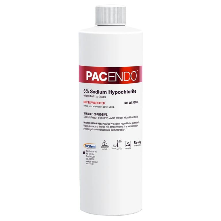 PacEndo 6% Sodium Hypochlorite Refill Bottle, 480 mL/16 oz, 1/Pk. Designed for the irrigation