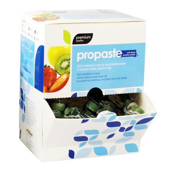 ProPaste Medium Mint Prophy Paste with Fluoride. Box of 200 Unit Dose Cups