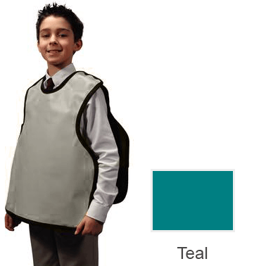 Palmero Child Pano Dual X-Ray Apron, Teal Vinyl with black binding, 19 7/8" x 19 1/2", 0.3mm