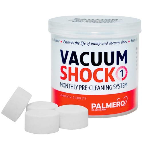 Vacuum Shock Time Release Tablets 6/Jar. For initial cleaning and decontamination dental vacuum