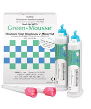 Green-Mousse Scent-Free, Classic (2-minute set) in Split Cartridges. VPS Bite Registration Paste