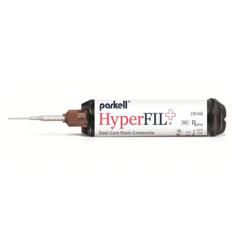 HyperFIL+ Dual-Cure Resin Composite, A2/B2 Shade, 10mL Syringe & 16 x 19Ga Tips. Radiopaque
