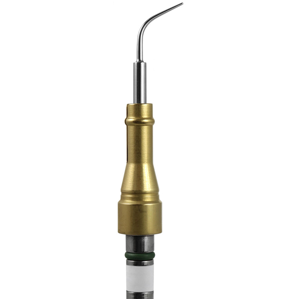 Parkell 30K Burnett Power-Tip scaler insert with internal water flow, stainless steel. Longer