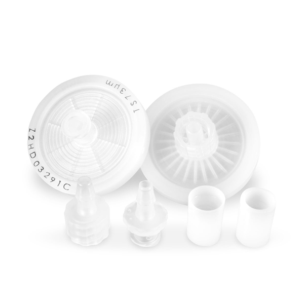 Parkell Water filter assembly kit includes: 2 filter disks, 2 clear plastic ferrules, 1 white