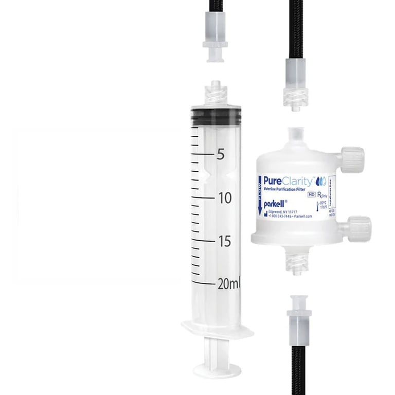 PureClarity Waterline Purification Kit. Includes: filter and shock syringe. Uses a microporous