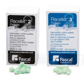 Racellet #2 Green Cotton Retraction Pellets impregnated with 1.15 mg Racemic Epinephrine, Box