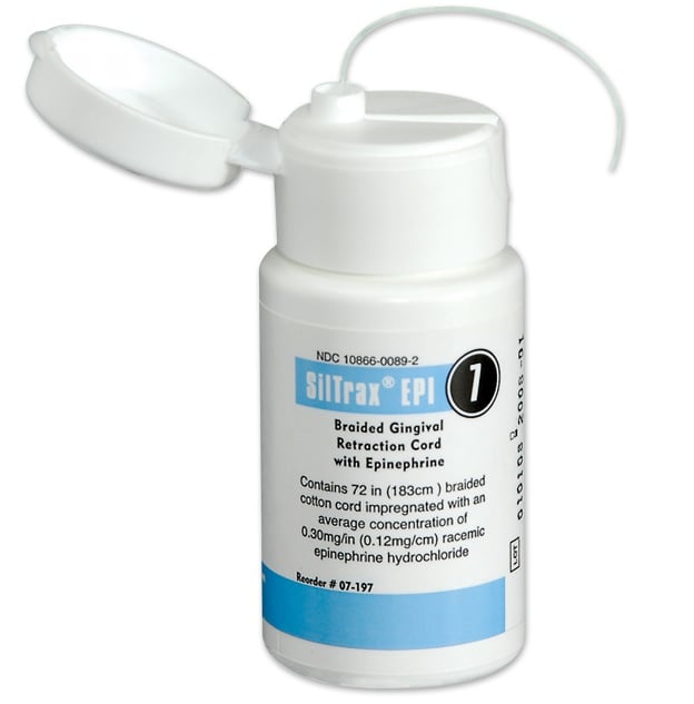 Sil-Trax EPI #7/#00 Ultra-Thin Braided Retraction Cord with Epinephrine, 72" bottle of cord