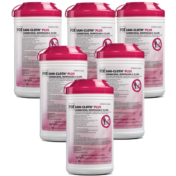 Sani-Cloth Plus Extra-Large Wipes (7.5" x 15") 6 x 65/Canister. 3 min germicidal wipe effective