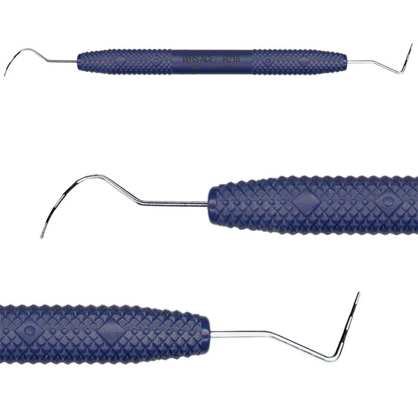 ACE Furcation Probe 12 Short DE with 3/8" diameter Resin Handle, Pacific Blue. 3-6-9-12 mm etched
