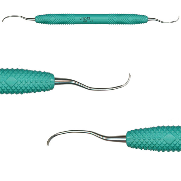 Amazing Gracey 12/13 DE Gracey Curette with Green Handle. Designed for easy adaption to the tooth