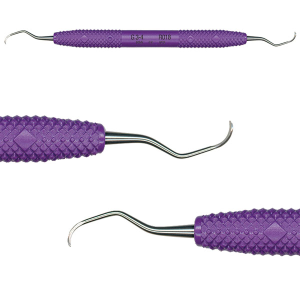 Amazing Gracey 5/6 DE Gracey Curette with 3/8" Diameter Resin Purple Handle. Designed for easy
