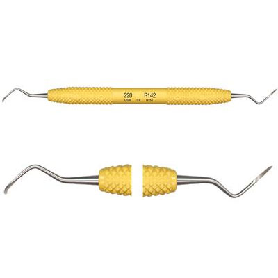 Cruise Line 220 DE Sickle Scaler, Posterior. 3/8" Diameter Resin Yellow Handle. PDT Instruments