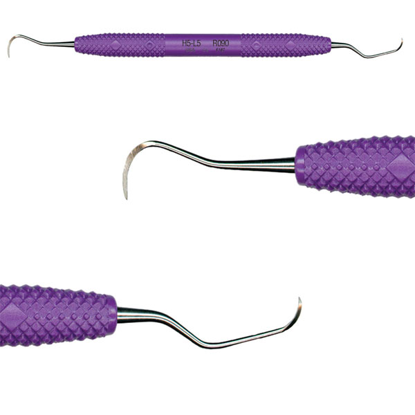 Cruise Line H5-L5 DE Curette / Scaler with Purple Round Handle. Large 3/8" diameter resin handles