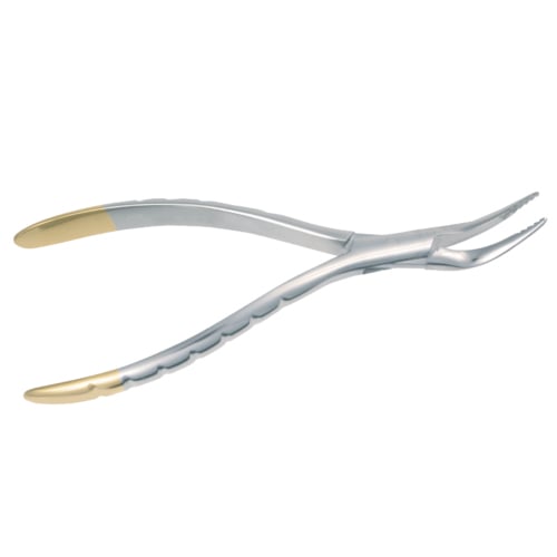 PDT Root Forceps TC. Carbide-coated slim beak with deep fishhook serrations for root fragment